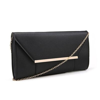 Panel Envelope Evening Bag - Black