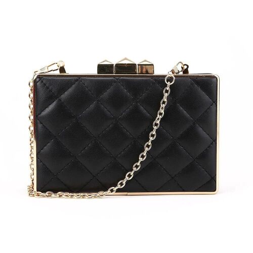 Quilted Box Clutch Black