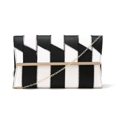 Bolso de mano Deborah con diseño de patchwork en dos tonos - Blanco y negro