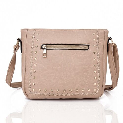 Aurora stud detail cross body bag Beige