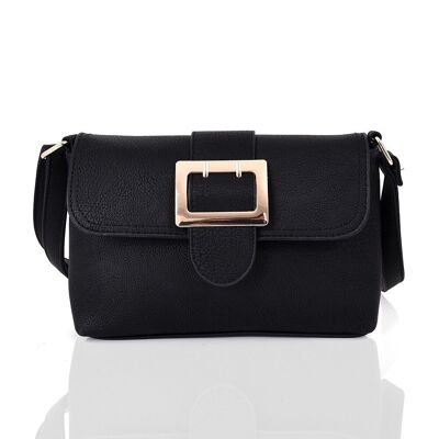 Claudia cross body bag with large buckle detail Black