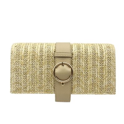 May Buckle Detail Clutch Bag - Natural