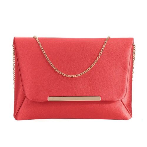 Nala Flat Envelope Evening Bag with Chain Strap - Pink