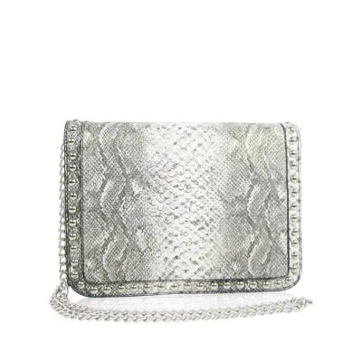 Farrah Faux Snake Studded Detail Shoulder Bag