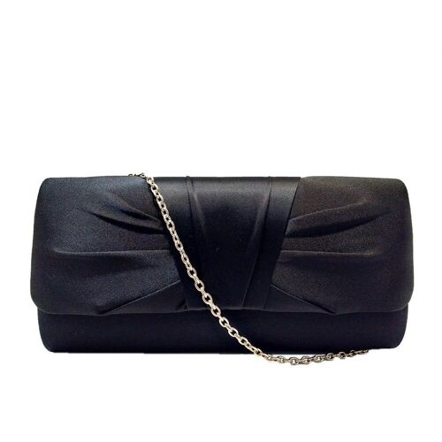 Fluer Satin Style Clutch Bag Black