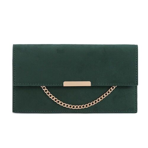 Giselle Classic Faux Suede Evening Bag - Green