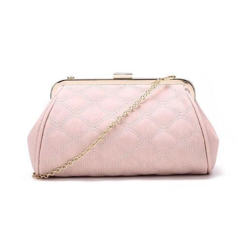 Quilted Faux Leather Clutch Pink