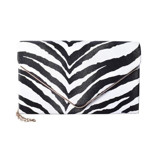 Eliza Animal Print Clutch Bag - Zebra Print Black