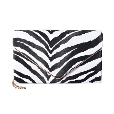 Pochette Eliza con stampa animalier - Zebra Print nera