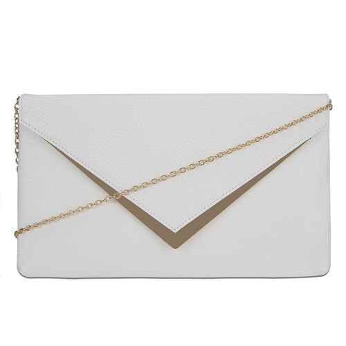 Millie Envelope Clutch Bag with Chain Strap - White