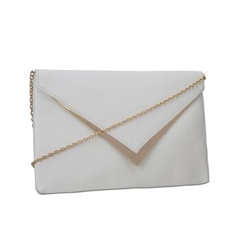 Pochette Millie Enveloppe avec Bandoulière Chaîne - Blanc 2