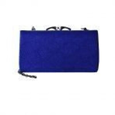 Lilou Lizard Velvet Hardcase Clutch Bag - Mink Blue
