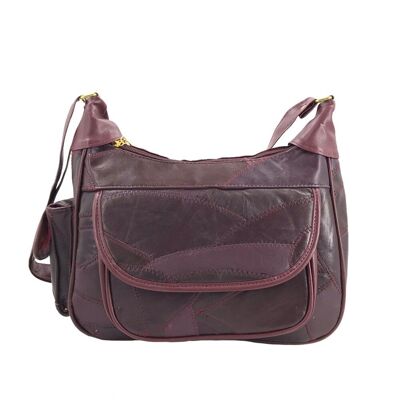 Sac bandoulière en cuir Jasmine - Bordeaux