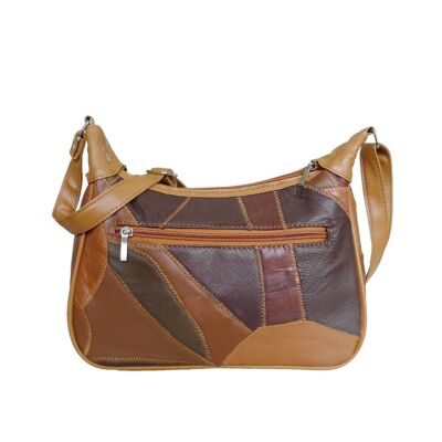 Margaret Leather Shoulder Bag - Burgundy Tan