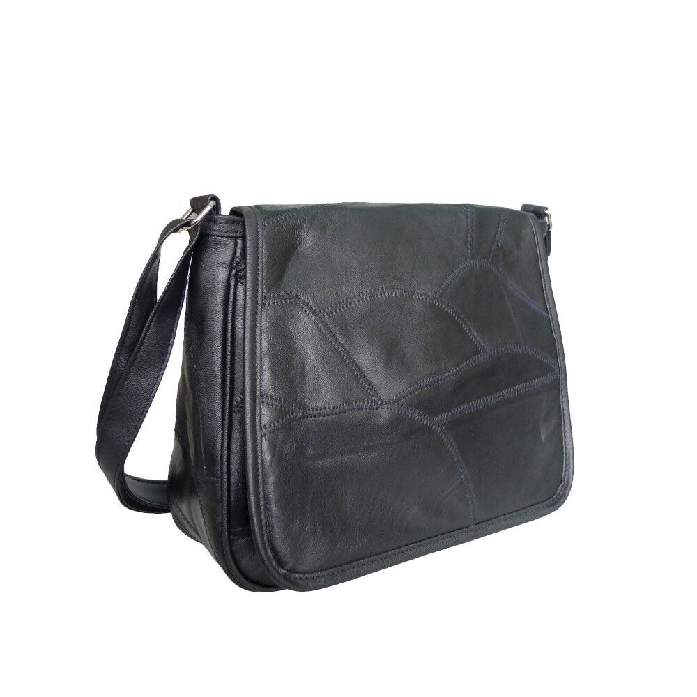 Schultertasche Nicole aus Leder - Schwarz Schwarz