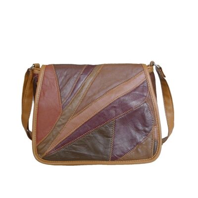 Nicole Leather Shoulder Bag - Burgundy Tan
