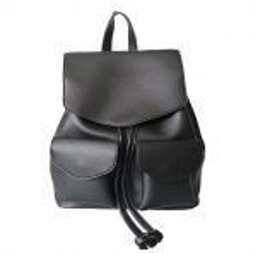 Claudia Double Pocket Fashion Backpack - Black