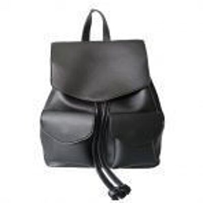 Claudia Double Pocket Fashion Backpack - Black Black
