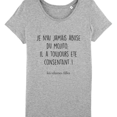 T-shirt girocollo biologica Abus de Mojito, cotone biologico, grigio melange