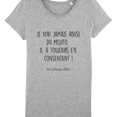 T-shirt girocollo biologica Abus de Mojito, cotone biologico, grigio melange