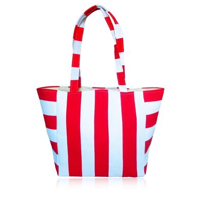Striped Beach Bag Red and White