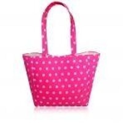 Polka Dot Beach Bag Pink and White