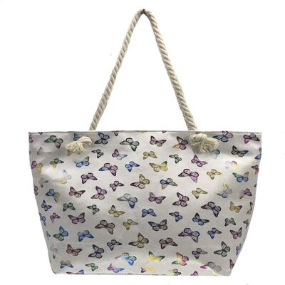 Multi Colour Metallic Butterfly Beach Bag