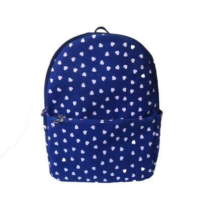 Small Heart Single Pocket Backpack - Navy Blue Navy Blue