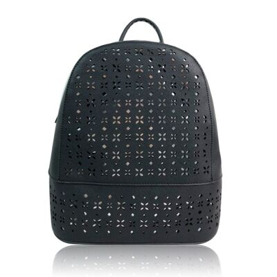 Iris Metallic Foil Detail Rucksack - Schwarz Schwarz