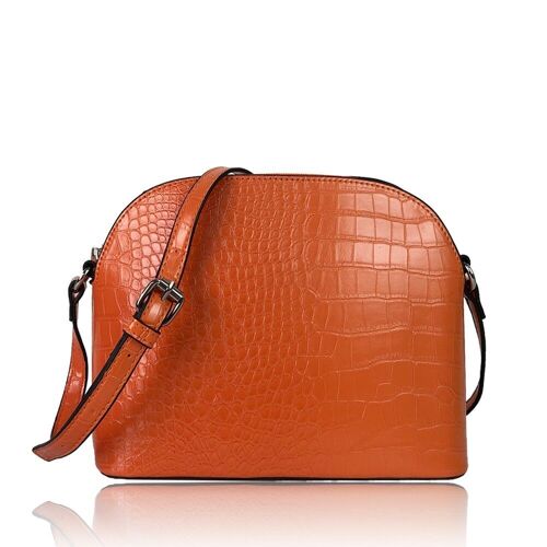 Lilly Croc Print Shoulder Bag Orange