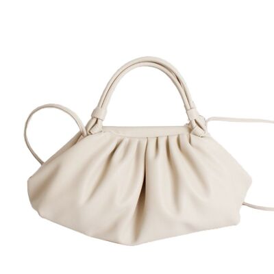 Fifi Metal Hinge Shoulder Bag Cream