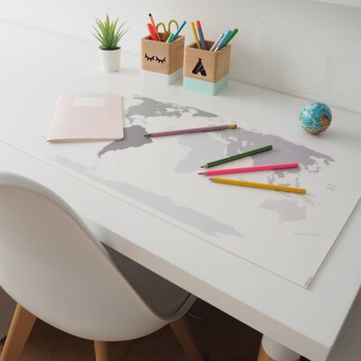 Schreibtischunterlage – Schreibtischschutz – Pastell-Weltkartenmodell