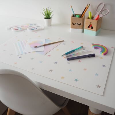 Desk Pad - Desk Protector - Pastel Stars Model