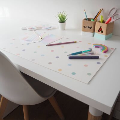 Schreibtischunterlage – Schreibtischschutz – Modell Pastell-Konfetti