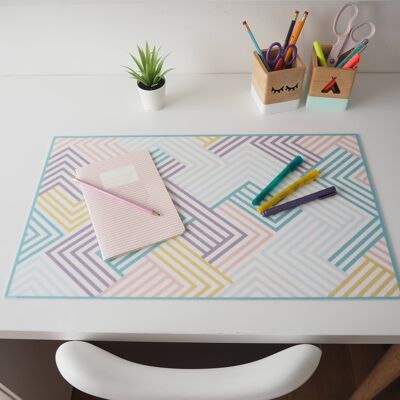 Desk Pad - Desk Protector - Maze Pastel Colors Model