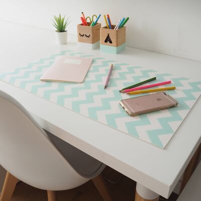 Desk Pad - Protector de Escritorio - Modelo Mint Chevron