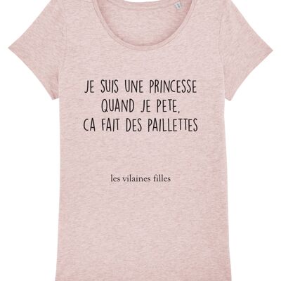 T-shirt girocollo I am a organic princess, cotone biologico, rosa erica