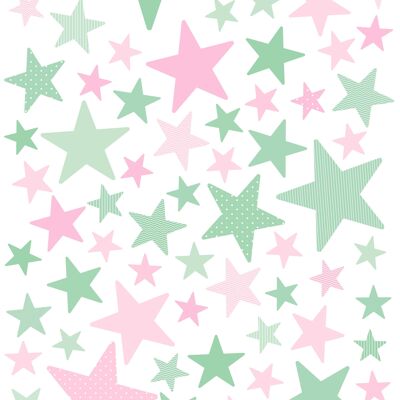 Stickers - Stars Mint Pink
