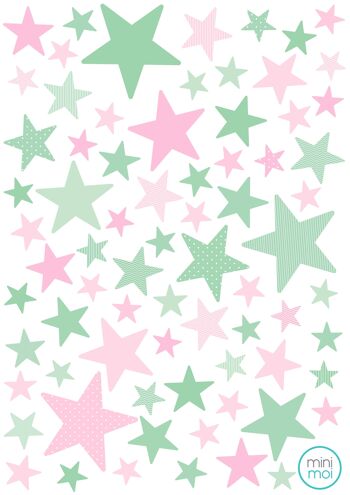 Stickers - Etoiles Rose Menthe 1