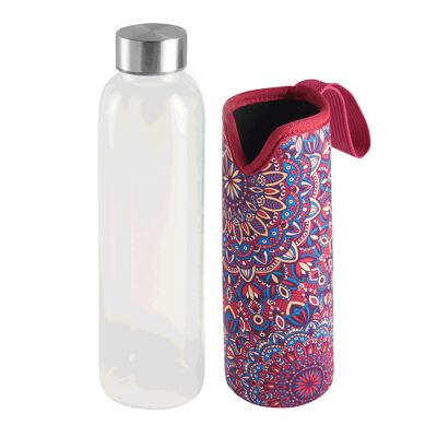 Glasflasche mit Iso-Hülle 0,55l mandala red