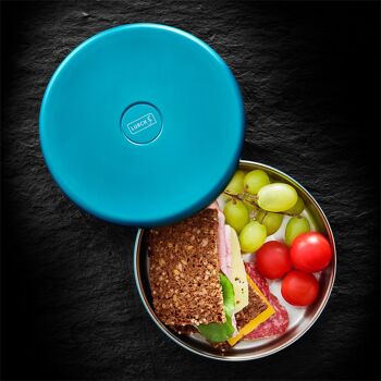 Lunch box isotherme 0,55 l avec sangle de fixation en silicone bleu eau 2