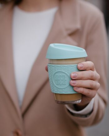 Tasse à café en verre réutilisable par FUNK MY WORLD - The Ultimate Travel Mug / Tea and Coffee Cup (Duck Egg Blue) 4