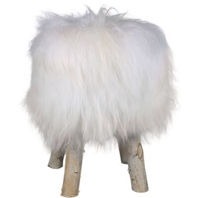Sheepskin stool made of natural fur white