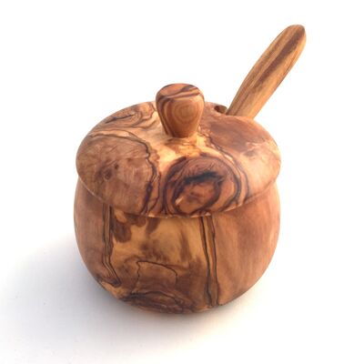 Barattolo in legno d'ulivo con cucchiaio