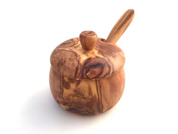 Pot en bois d'olivier avec cuillère 1