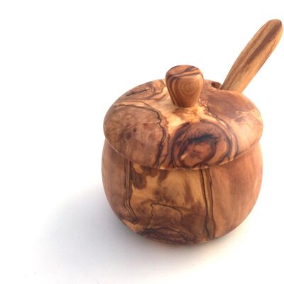 Pot en bois d'olivier avec cuillère