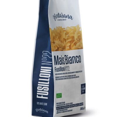 Bontasana · Fusilloni di mais bianco, pasta naturalmente senza glutine, bio, Halal, Kosher, vegan e confezione plastic-free - 6 x 250 g
