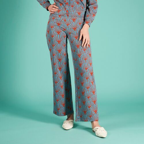 Floral glittered patterned flared trousers - ORANGE