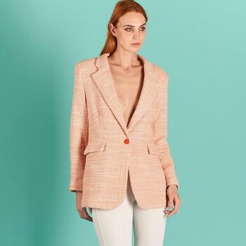 Blazer oversize 1 bouton effet tweed - ROSE 5