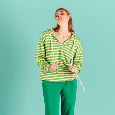 Ovesize striped sweatshirt - GREEN